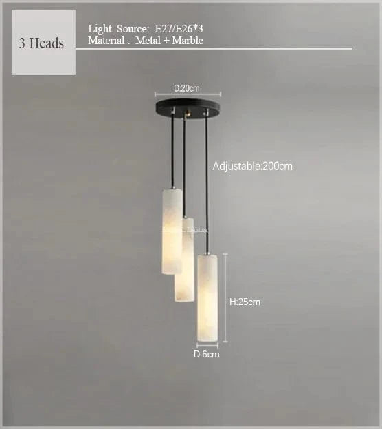 Suspension lustre design "Eclat de Marbre" avec fil réglable | Marco Lucetti 3 lumières / Lumière blanche
