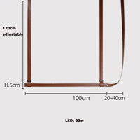 Suspension Lustre LED en Cuir pour Hôtel | Marco Lucetti L100cm / Ceinture marron / Lumière neutre