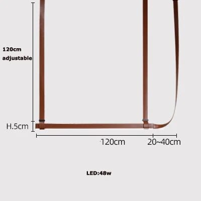 Suspension Lustre LED en Cuir pour Hôtel | Marco Lucetti L120cm / Ceinture marron / Lumière neutre