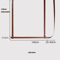 Suspension Lustre LED en Cuir pour Hôtel | Marco Lucetti L160cm / Ceinture marron / Lumière neutre