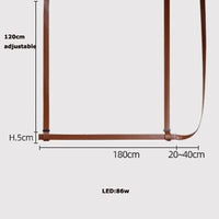 Suspension Lustre LED en Cuir pour Hôtel | Marco Lucetti L180cm / Ceinture marron / Lumière neutre