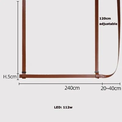 Suspension Lustre LED en Cuir pour Hôtel | Marco Lucetti L240cm / Ceinture marron / Lumière neutre