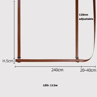 Suspension Lustre LED en Cuir pour Hôtel | Marco Lucetti L240cm / Ceinture marron / Lumière neutre