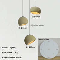 Suspension Lustre Nordique Loft Wabi Sabi - Éclairage LED Escaliers E27 | Marco Lucetti 3 lumières ABC D50cm / Couleur gris clair / Lumière blanche 6500K