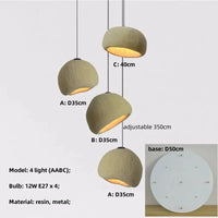 Suspension Lustre Nordique Loft Wabi Sabi - Éclairage LED Escaliers E27 | Marco Lucetti 4 lumières AABC D50cm / Blanc crème / Lumière blanche 6500K