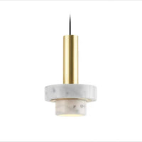 Suspension Lustre Nordique Luxe Moderne en Marbre pour Restaurant, Couloir, Café et Bar | Marco Lucetti Marbre blanc / L150xH260 / Blanc froid