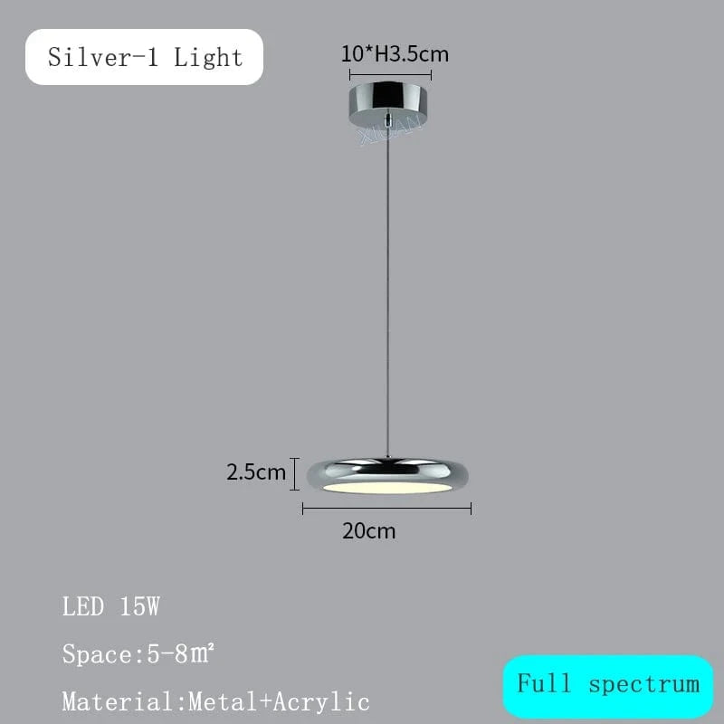Suspension Luxe Chromée | Marco Lucetti Argent 1 Lumière / Lumière naturelle