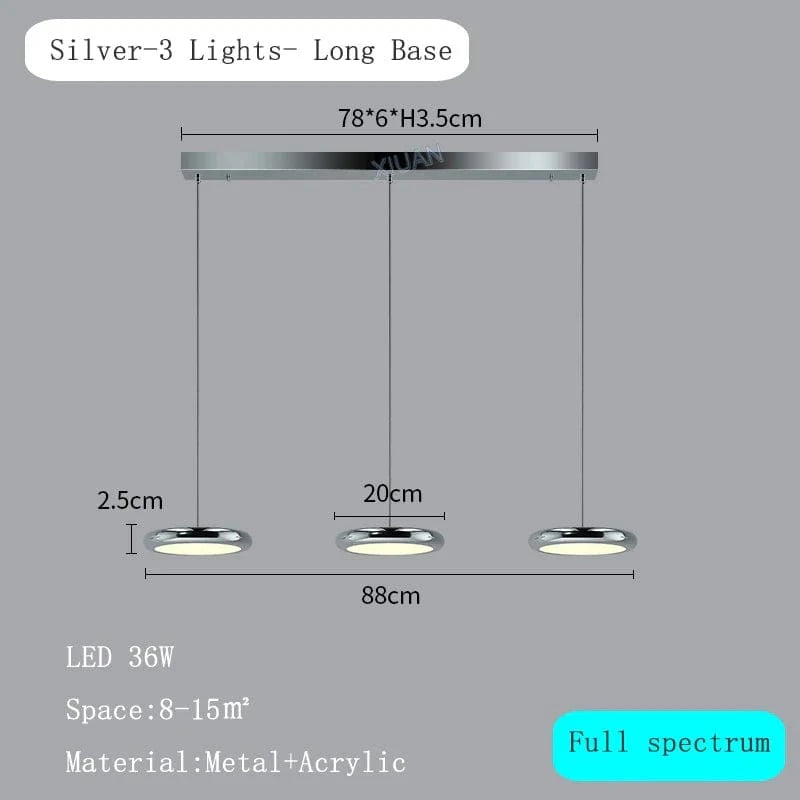 Suspension Luxe Chromée | Marco Lucetti Argent 3 Lumière Longue / Lumière naturelle