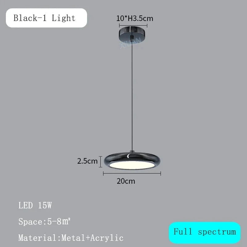 Suspension Luxe Chromée | Marco Lucetti Noir 1 Lumière / Lumière naturelle