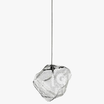 Suspension Luxe en Cristal de Glace Transparent pour Restaurants en Pierre de Verre Clair avec Cordon LED | Marco Lucetti