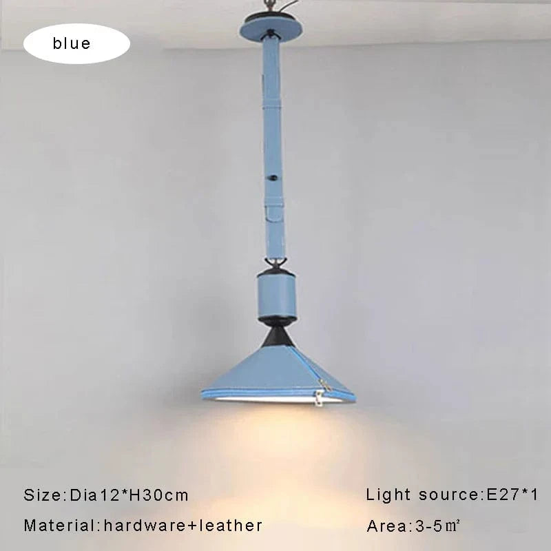 Suspension Luxe en Cuir Moderne Minimaliste | Marco Lucetti Dia12cm bleu / Lumière chaude