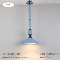 Suspension Luxe en Cuir Moderne Minimaliste | Marco Lucetti Dia12cm bleu / Lumière chaude