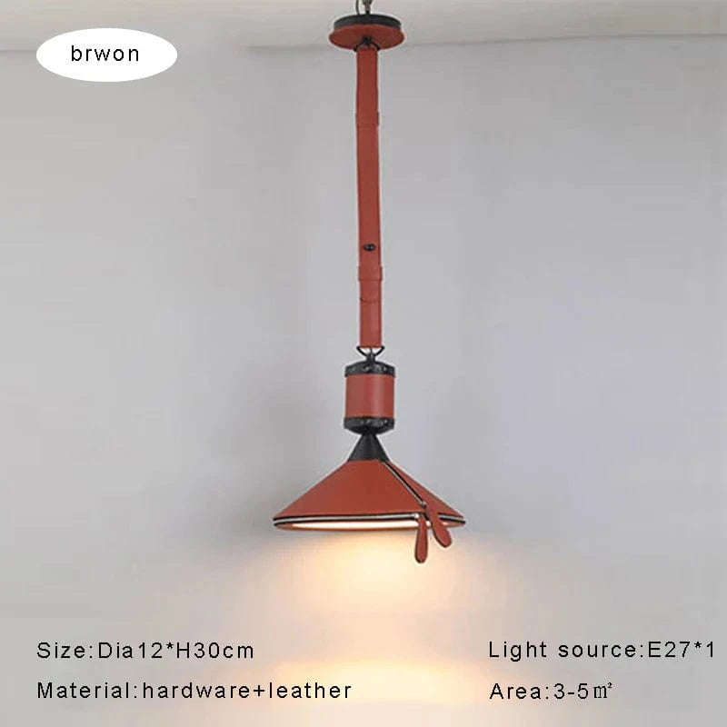 Suspension Luxe en Cuir Moderne Minimaliste | Marco Lucetti Dia12cm marron / Lumière naturelle