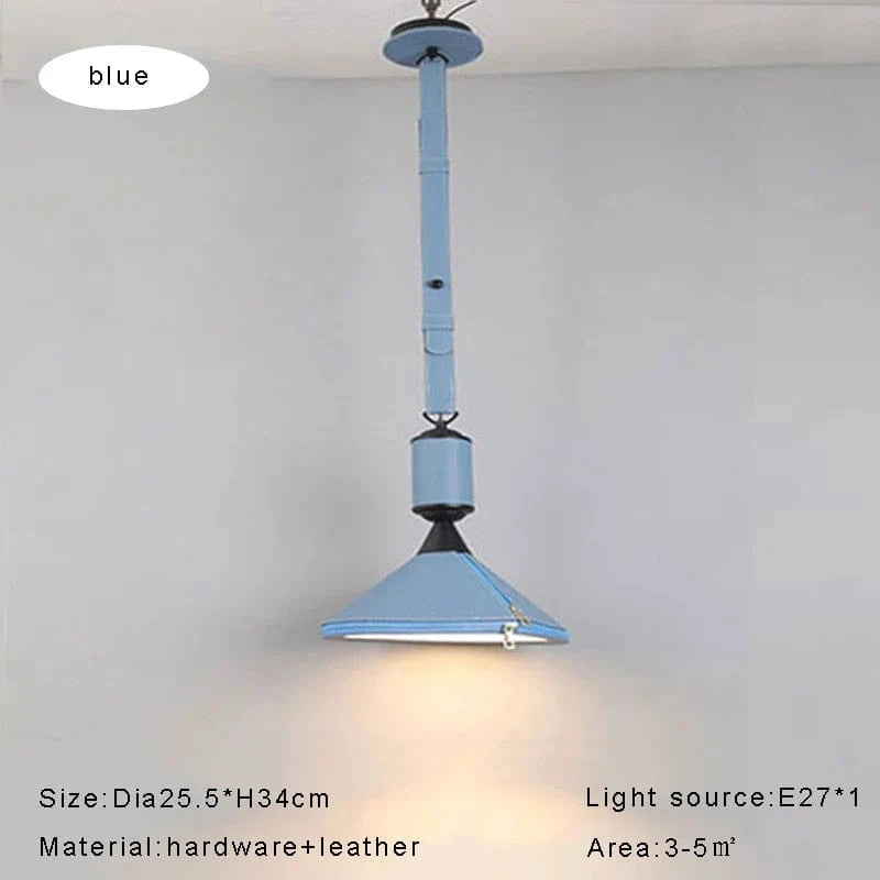 Suspension Luxe en Cuir Moderne Minimaliste | Marco Lucetti Dia25,5cm bleu / Lumière naturelle
