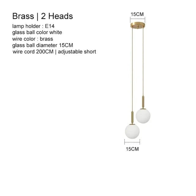 Suspension Luxe Laiton Noir Boule LED | Marco Lucetti Laiton 2 têtes / Blanc chaud 3000K