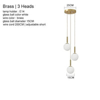 Suspension Luxe Laiton Noir Boule LED | Marco Lucetti Laiton 3 têtes / Blanc chaud 3000K