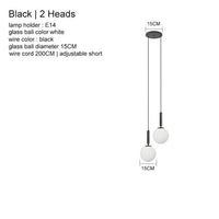 Suspension Luxe Laiton Noir Boule LED | Marco Lucetti Noir 2 têtes / Blanc chaud 3000K