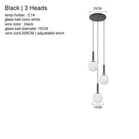 Suspension Luxe Laiton Noir Boule LED | Marco Lucetti Noir 3 têtes / Blanc chaud 3000K
