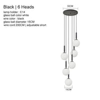Suspension Luxe Laiton Noir Boule LED | Marco Lucetti Noir 6 têtes / Blanc chaud 3000K