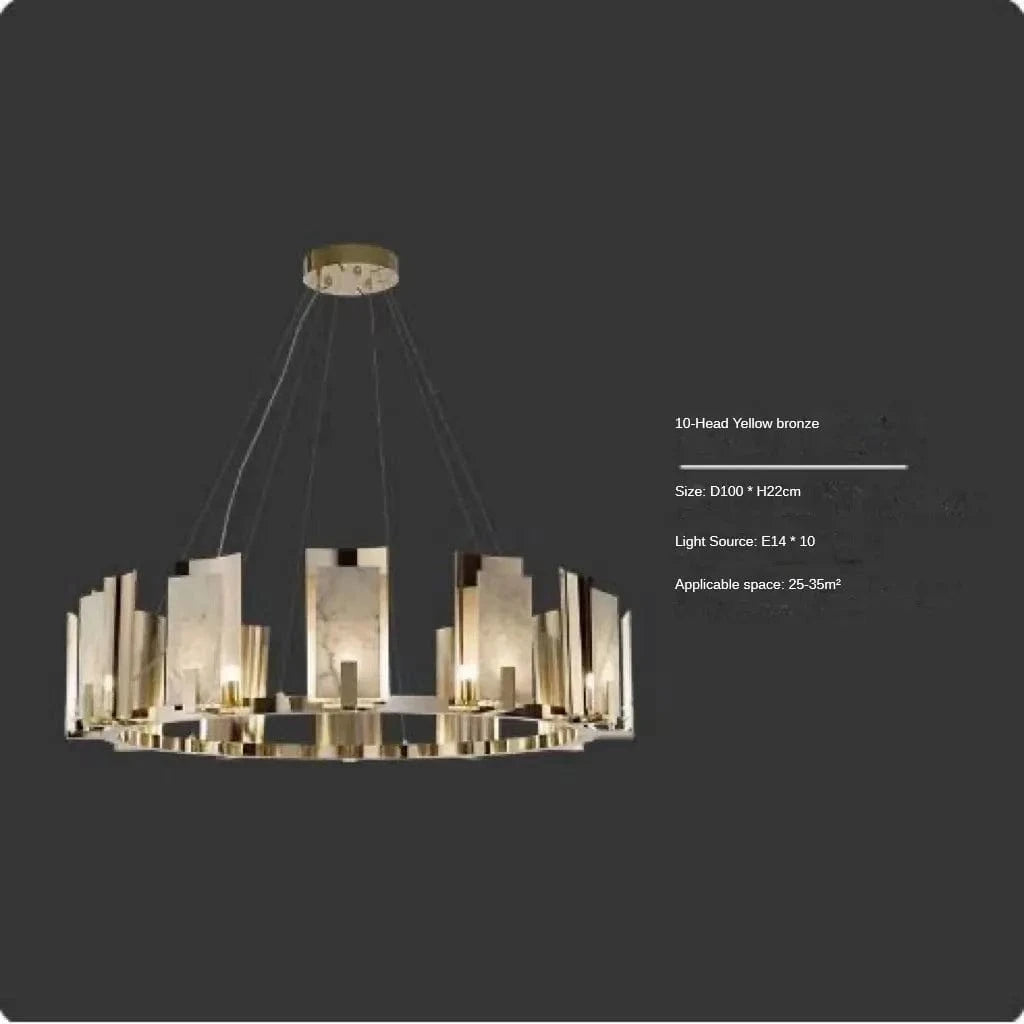 Suspension Luxe LED en Marbre Naturel | Marco Lucetti 10 têtes / Lumière blanche