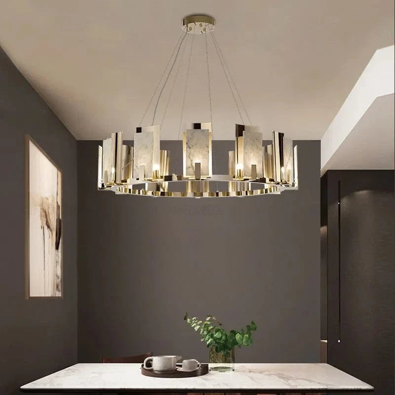 Suspension Luxe LED en Marbre Naturel | Marco Lucetti