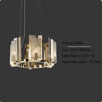 Suspension Luxe LED en Marbre Naturel | Marco Lucetti 6 têtes / Lumière blanche