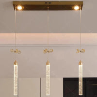 Suspension luxueuse en cristal. | Marco Lucetti Châssis long 3 têtes / Blanc froid