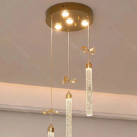 Suspension luxueuse en cristal. | Marco Lucetti Châssis rond 3 têtes / Blanc froid