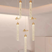 Suspension luxueuse en cristal. | Marco Lucetti Châssis rond 5 têtes / Blanc froid