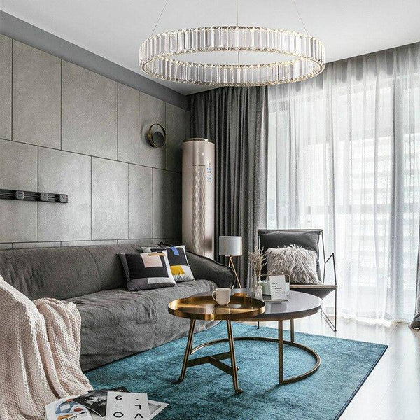 Suspension Luxury LED Dorée - Anneau en Verre | Marco Lucetti
