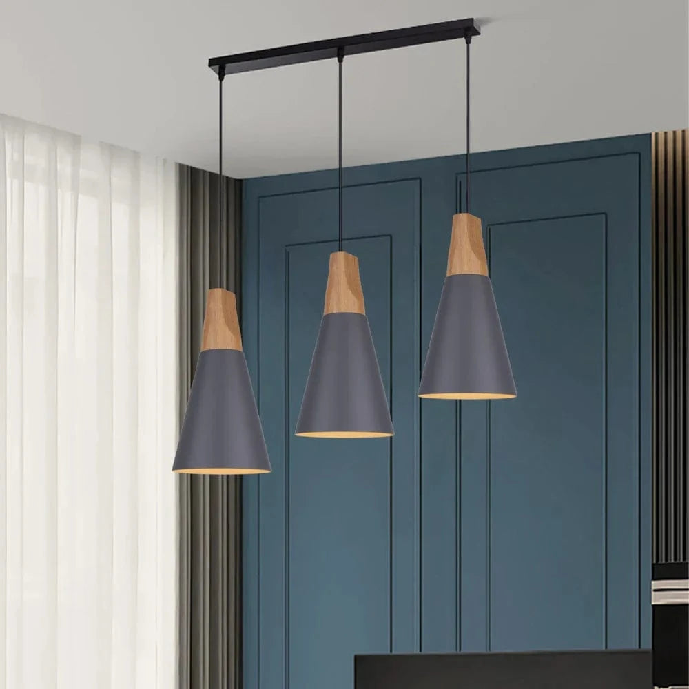 Suspension Macaron Nordique en Bois 3 Têtes pour Bar & Restaurant | Marco Lucetti