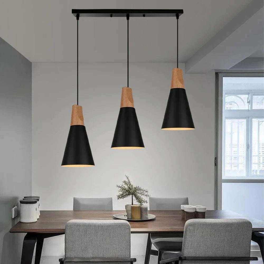 Suspension Macaron Nordique en Bois 3 Têtes pour Bar & Restaurant | Marco Lucetti