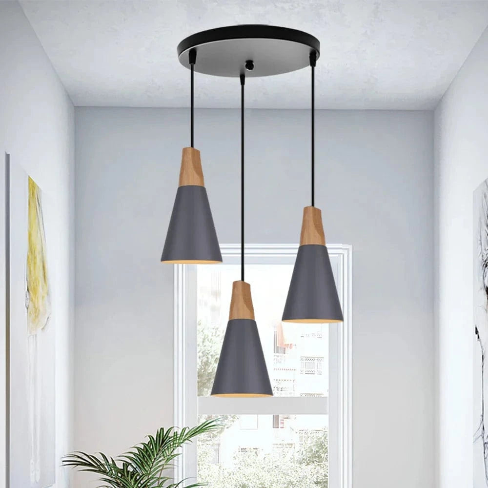 Suspension Macaron Nordique en Bois 3 Têtes pour Bar & Restaurant | Marco Lucetti