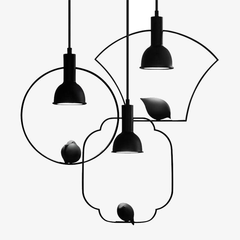 Suspension métallique avec pendentif en forme d'oiseau | Marco Lucetti