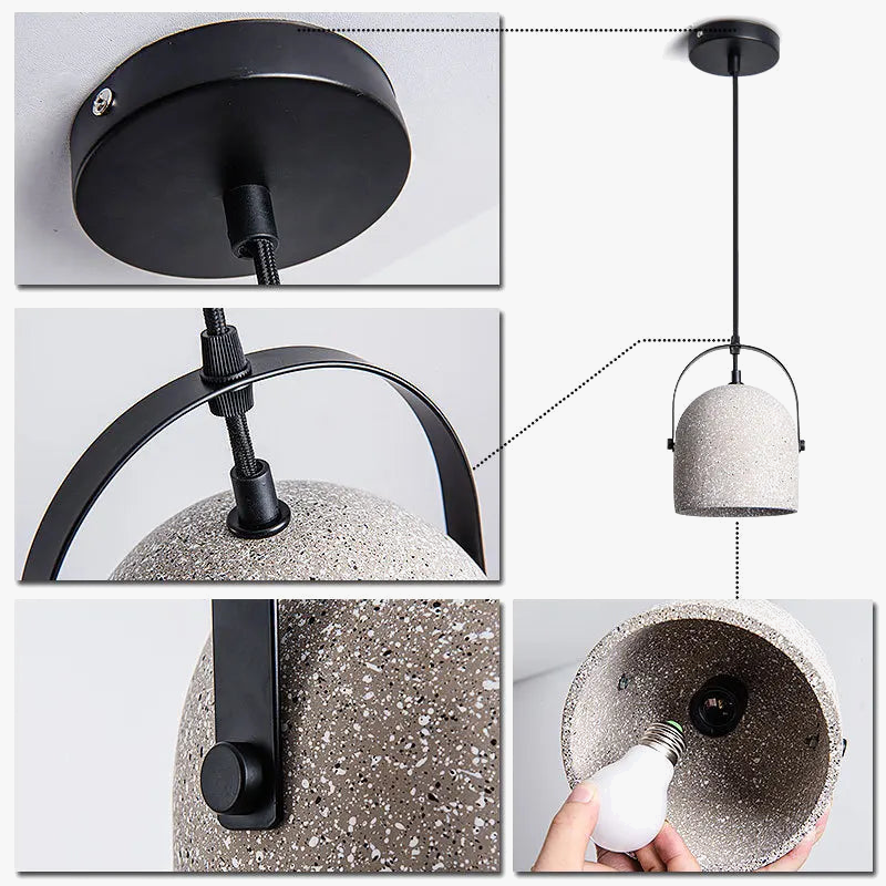 Suspension minimaliste en béton rétro avec éclairage LED innovant