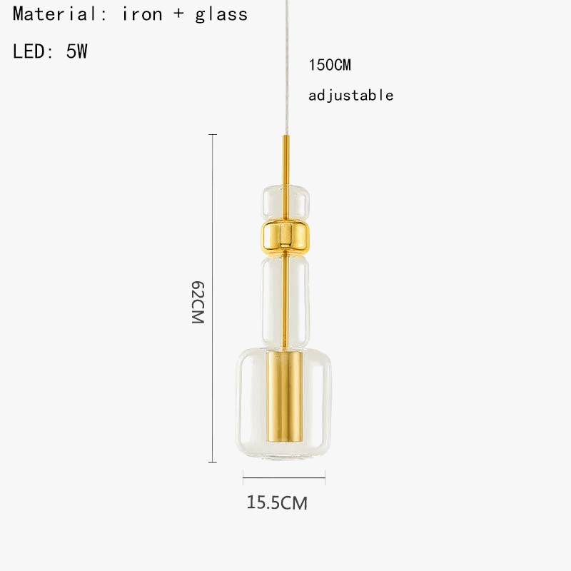 Suspension modern-gold en verre et métal pour divers usages | Marco Lucetti