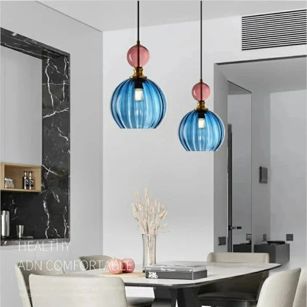 Suspension moderne couleur tête unique Nordic Lights LED - Design Verre Suspendu - Décor Lumineux pour Restaurant, Salon, Bar | Marco Lucetti