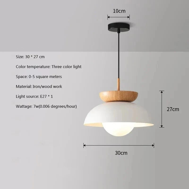 Suspension moderne en bois avec leds et abat-jour métal minimaliste | Marco Lucetti B blanc / Blanc froid