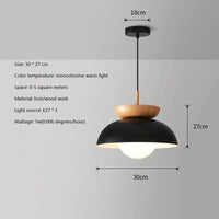 Suspension moderne en bois avec leds et abat-jour métal minimaliste | Marco Lucetti B noir / Blanc chaud