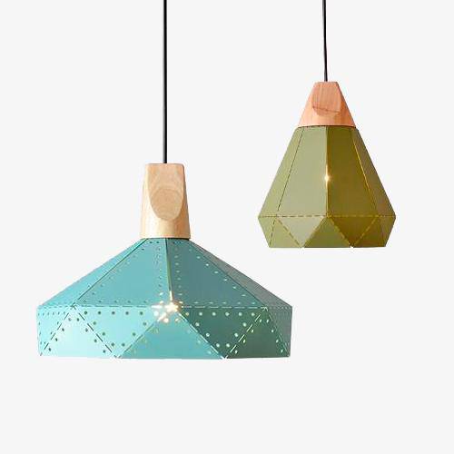 Suspension Creative en bois et métal perforé