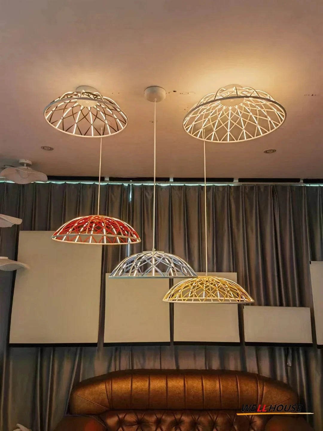 Suspension moderne en corde "Nordic Skynest" LED - Macaron Mesh. | Marco Lucetti