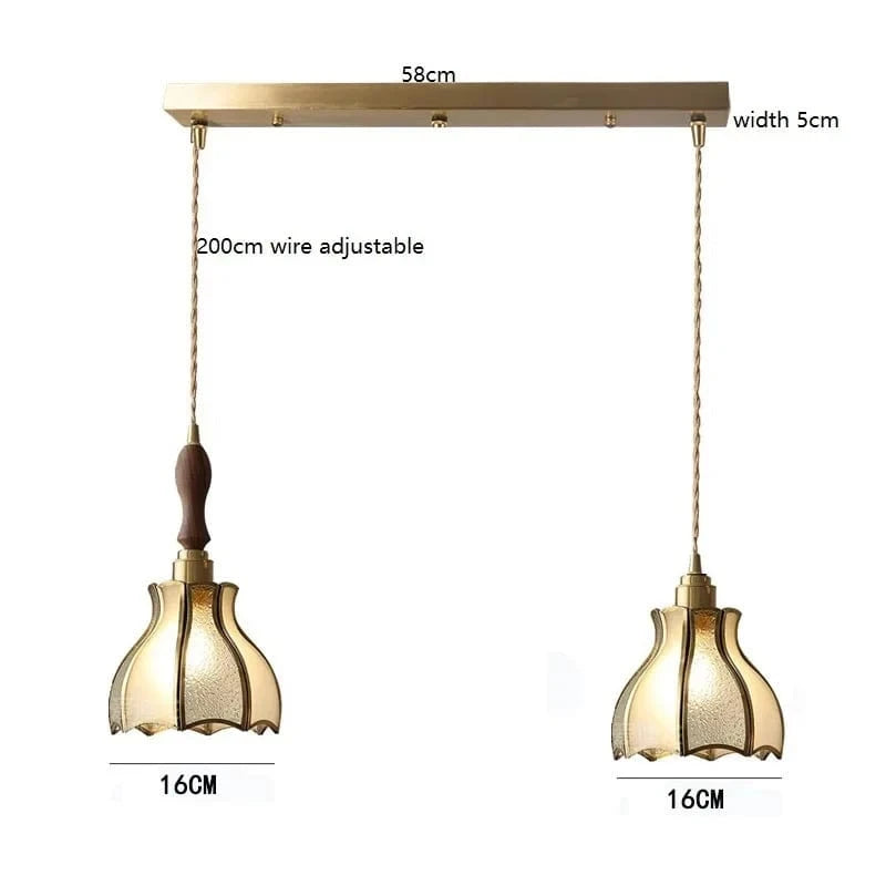 Suspension Moderne en Cuivre et Verre avec LED - Marque IWHD | Marco Lucetti 2 têtes 1 / 4W(MAX60W)