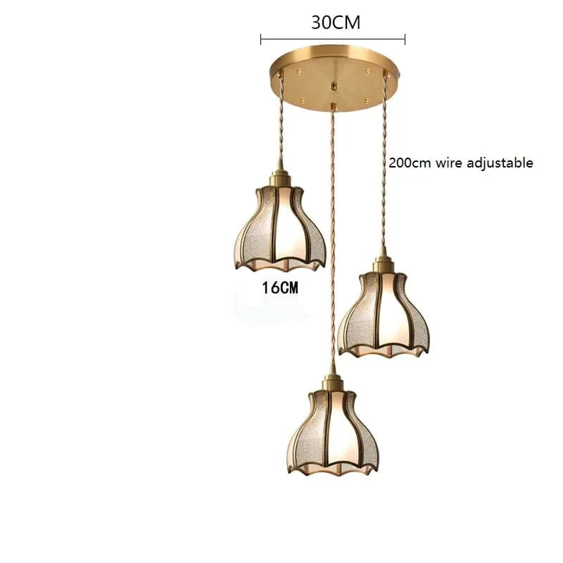 Suspension Moderne en Cuivre et Verre avec LED - Marque IWHD | Marco Lucetti 3 têtes 3 / 4W(MAX60W)