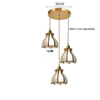 Suspension Moderne en Cuivre et Verre avec LED - Marque IWHD | Marco Lucetti 3 têtes 3 / 4W(MAX60W)