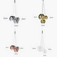 Suspension LED en boule de verre design chrome modern.