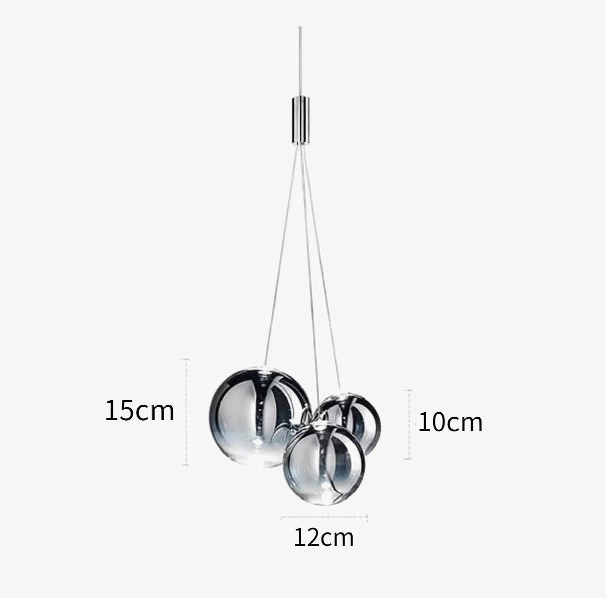 Suspension LED en boule de verre design chrome modern.