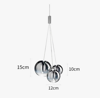 Suspension LED en boule de verre design chrome modern.