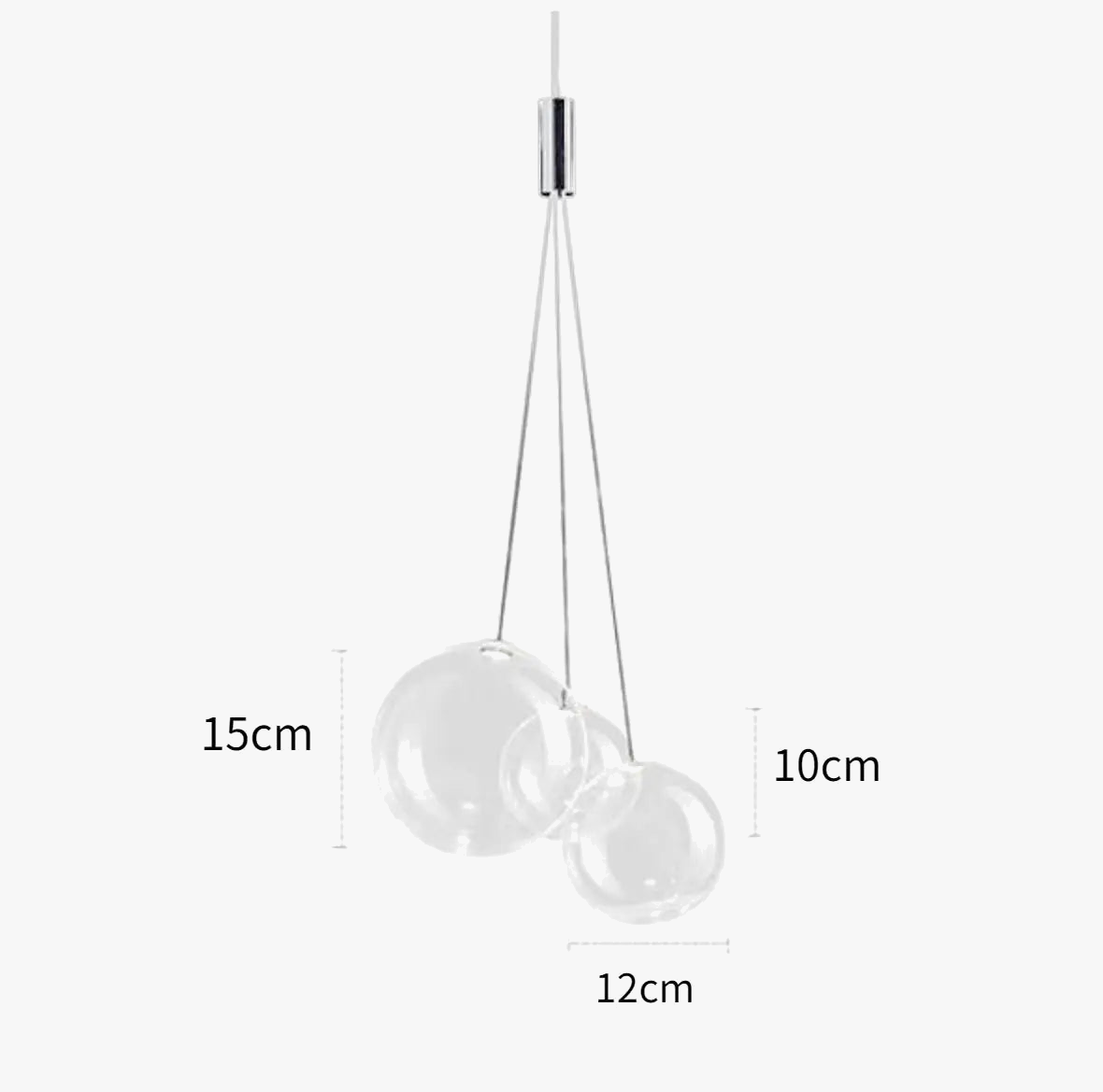 Suspension LED en boule de verre design chrome modern.