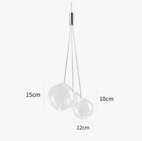 Suspension LED en boule de verre design chrome modern.