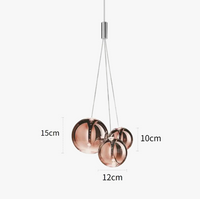 Suspension LED en boule de verre design chrome modern.